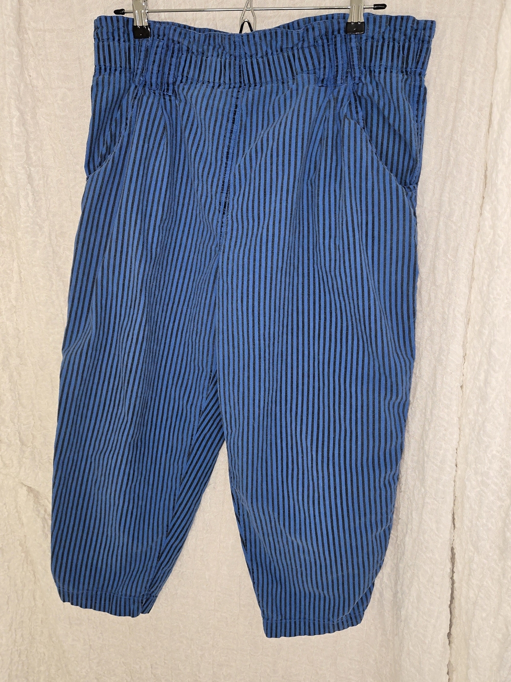 Isp Blue Striped Women’s Casual Capri Length Pants
